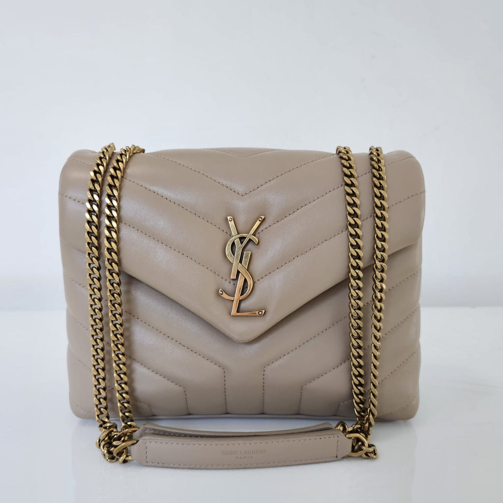 Bolsa YSL LouLou Media bege - LUXO INTELIGENTE