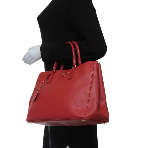 Bolsa Prada Galleria em couro saffiano vermelho, large