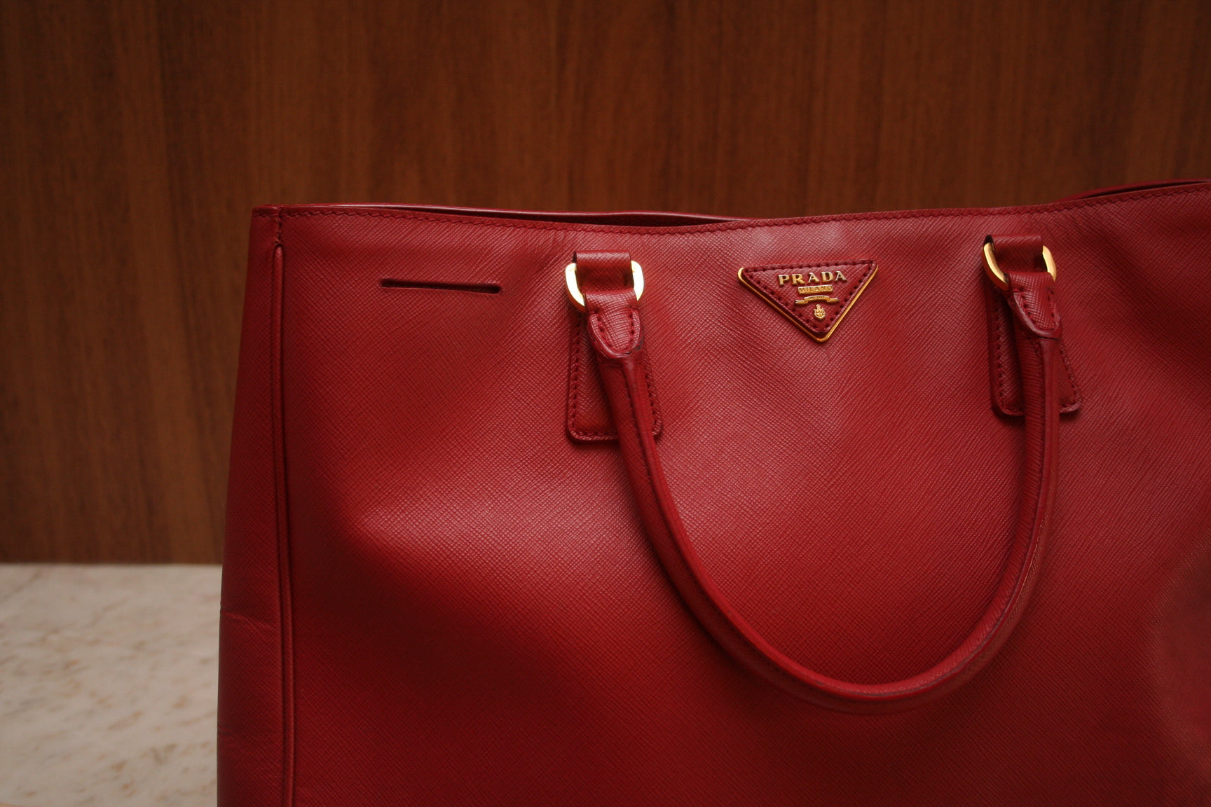 Bolsa Prada Galleria em couro saffiano vermelho, large