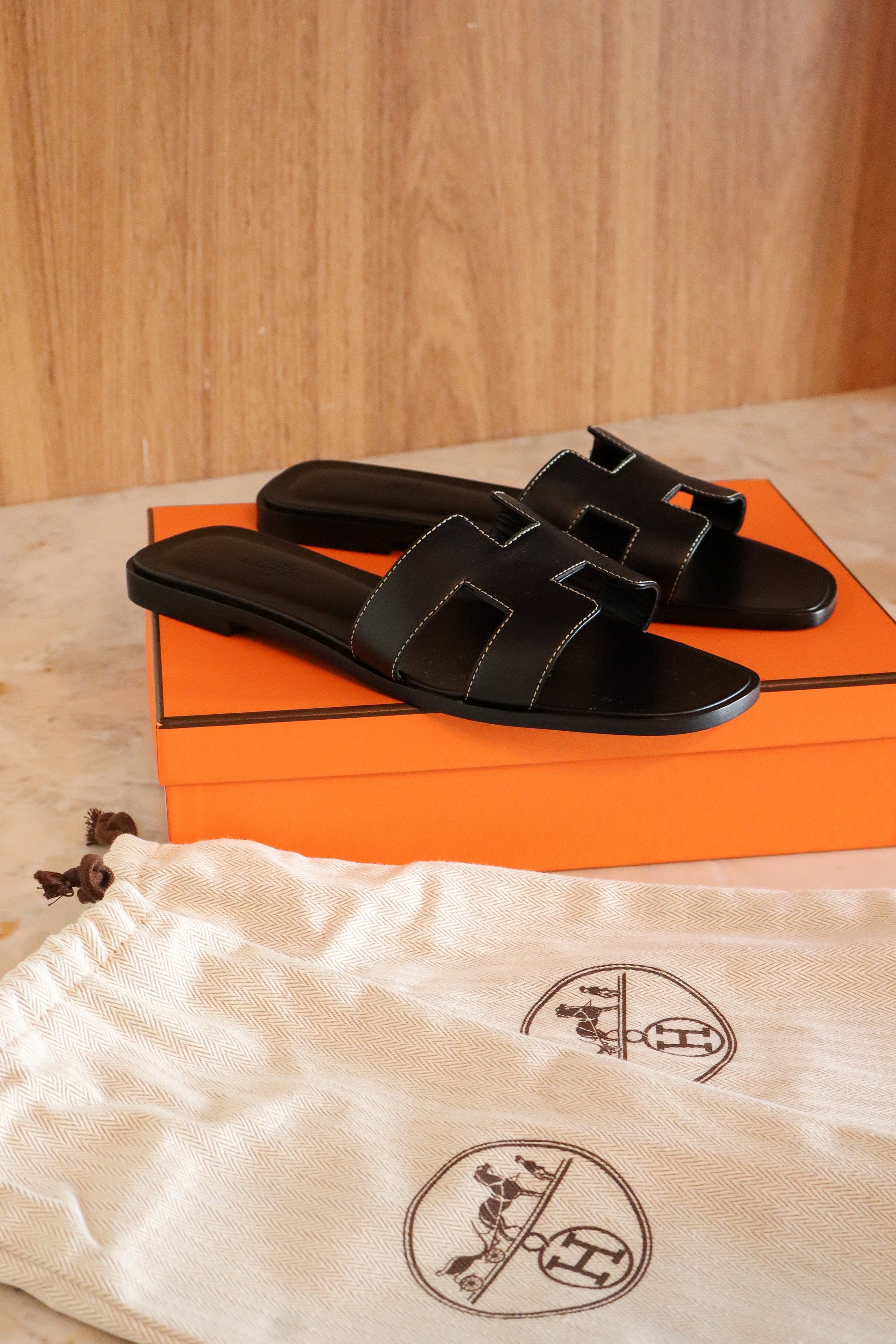 Hermès Oran couro preto