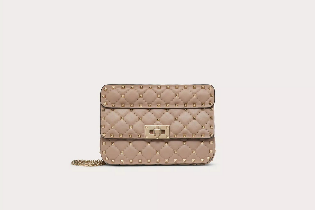 Bolsa Valentino Rockstud Spike nude média