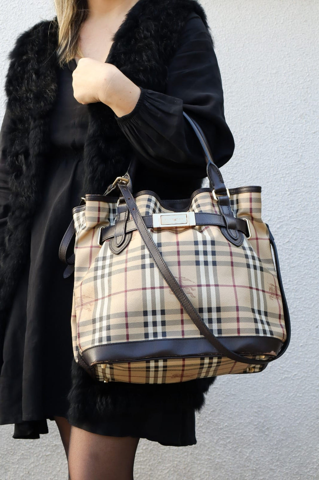 Bolsa Burberry Haymarket Check Belted