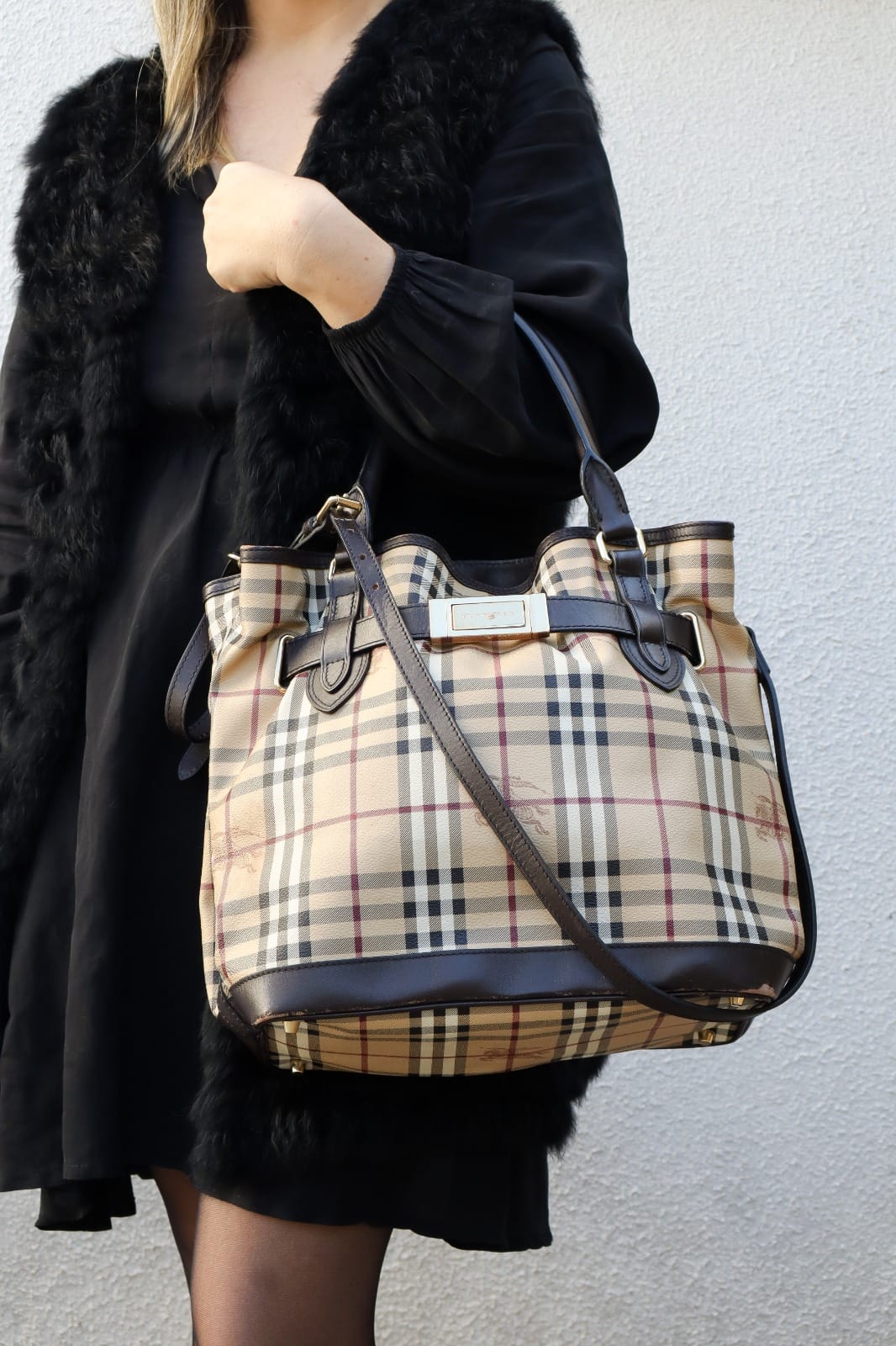 Bolsa Burberry Haymarket Check Belted
