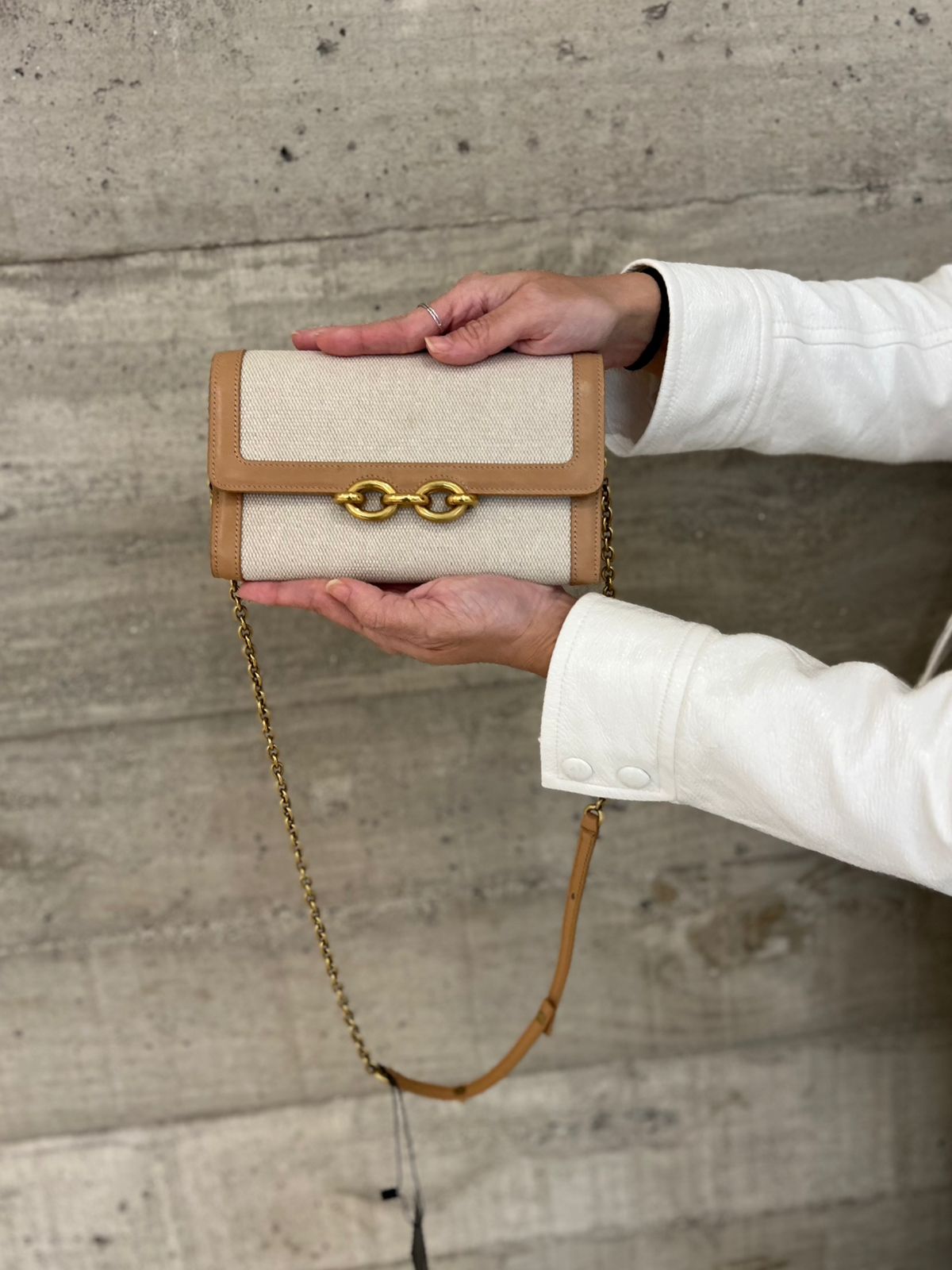 Bolsa YSL Natural Canvas Le Maillon WOC