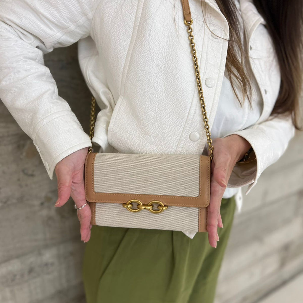 Bolsa YSL Natural Canvas Le Maillon WOC