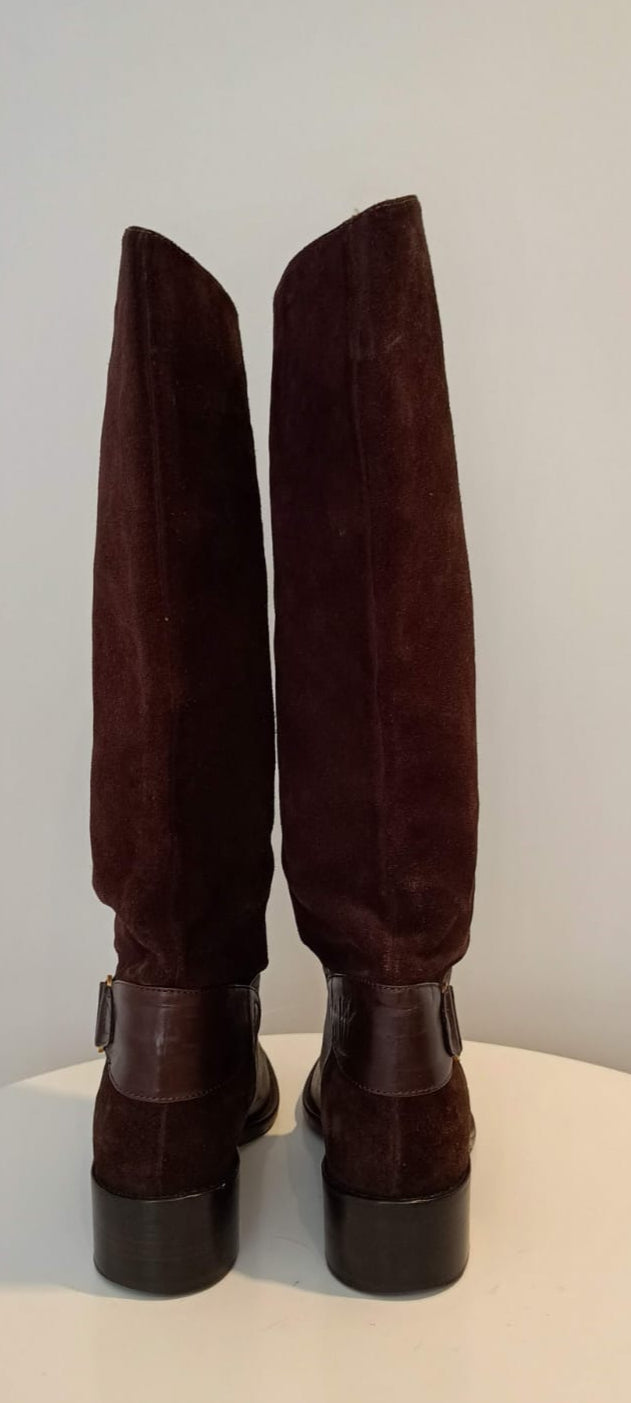 Bota Fendi couro e camurça marrom