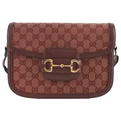 Bolsa Gucci Horsebit 1955 Monograma Canvas Vinho Média