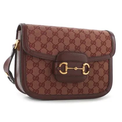 Bolsa Gucci Horsebit 1955 Monograma Canvas Vinho Média