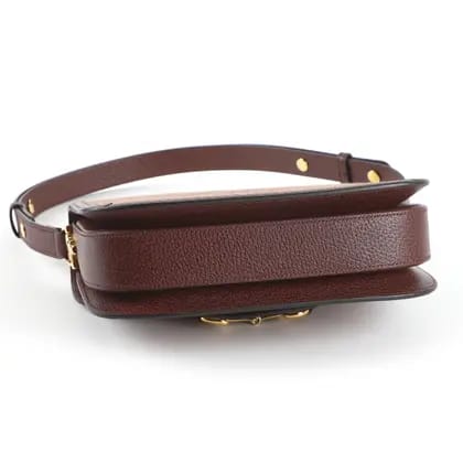 Bolsa Gucci Horsebit 1955 Monograma Canvas Vinho Média