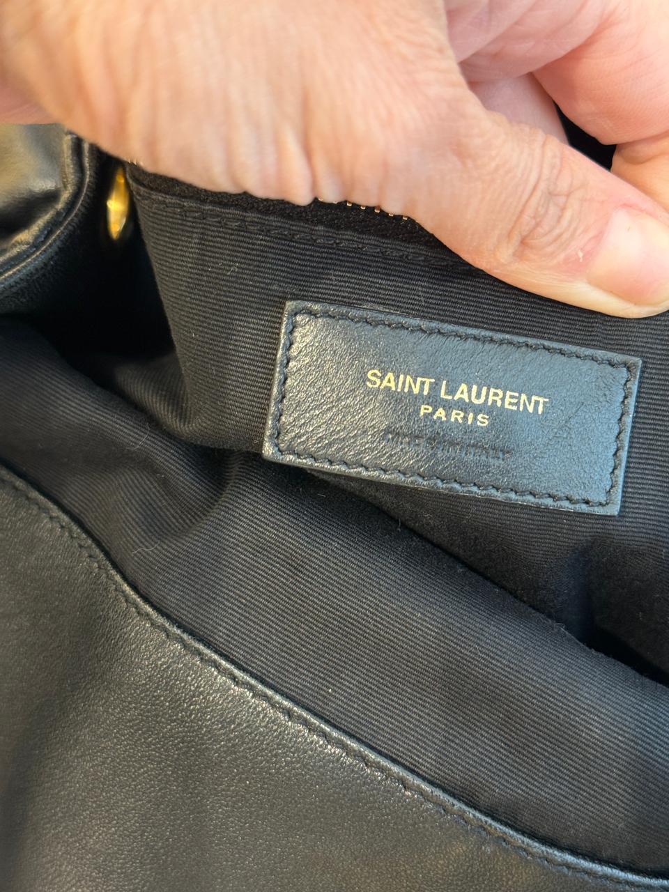 Bolsa YSL Icare, em couro preto