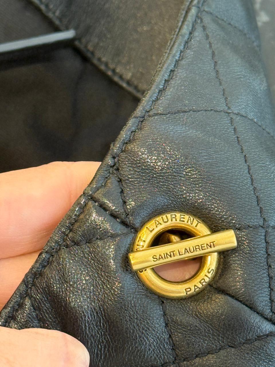 Bolsa YSL Icare, em couro preto