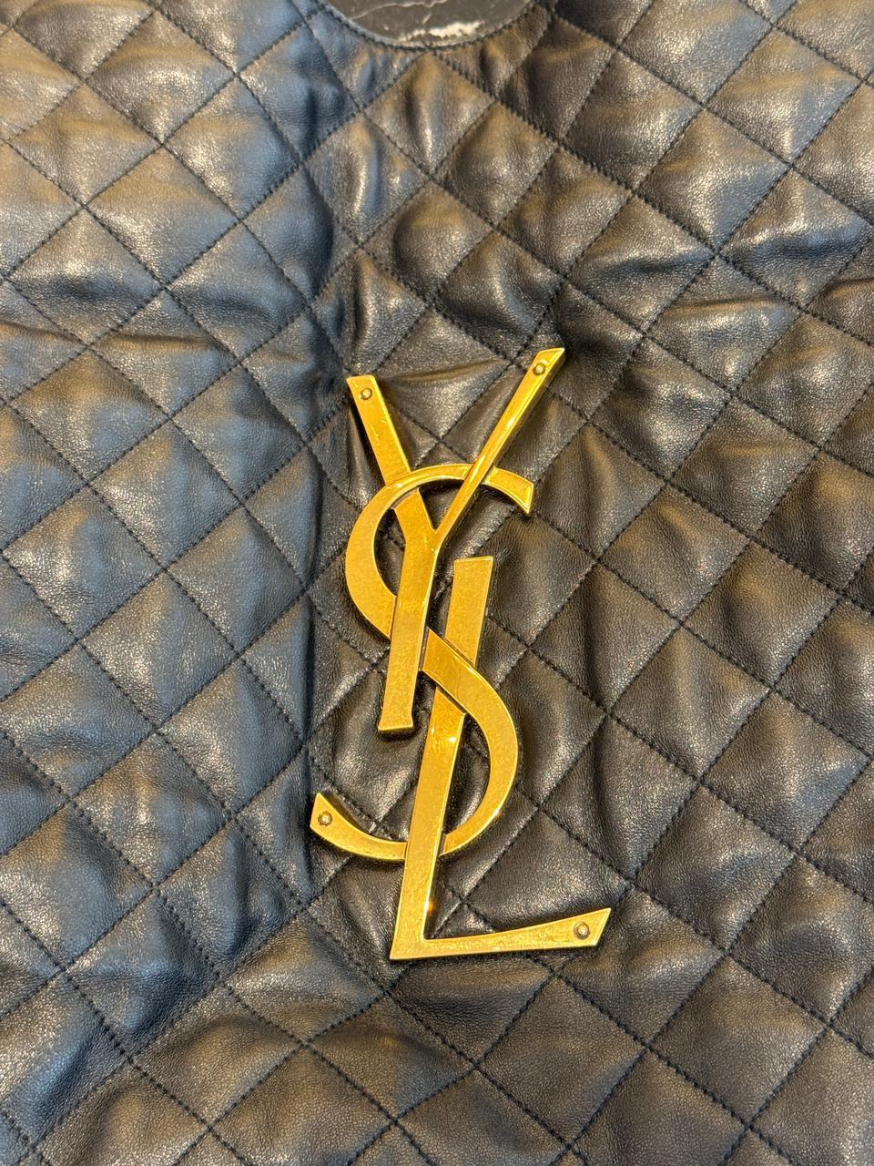 Bolsa YSL Icare, em couro preto