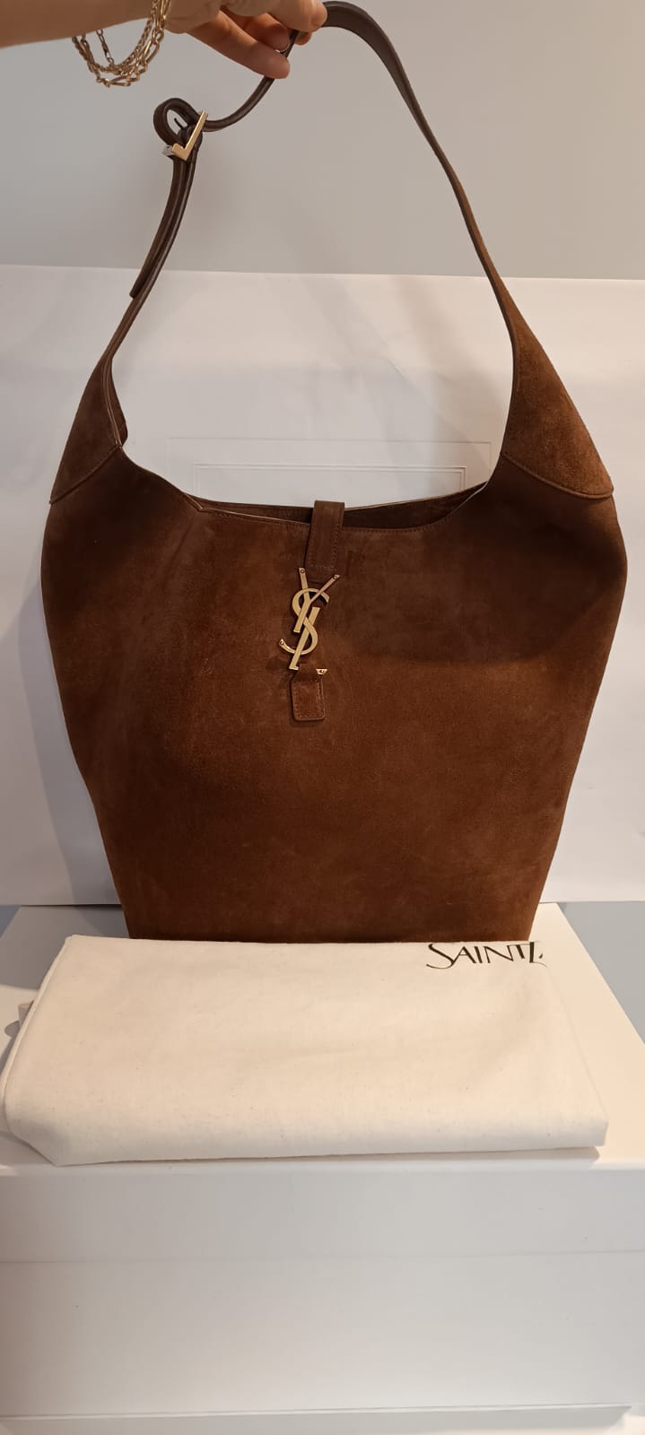 Bolsa Saint Laurent LE 5 À 7 Grande – Camurça Marrom