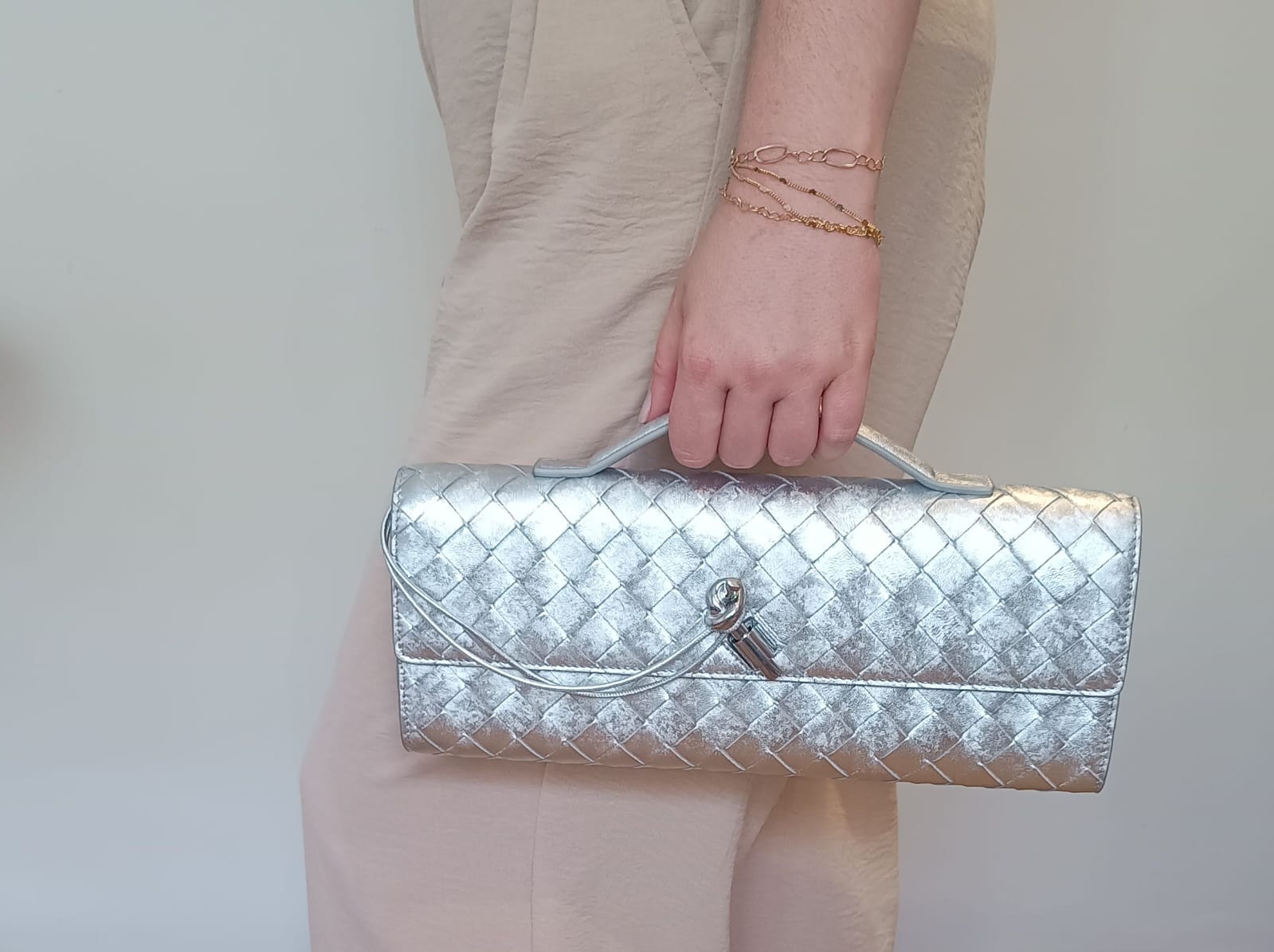 Bolsa – Clutch Bottega Veneta Andiamo | Prata