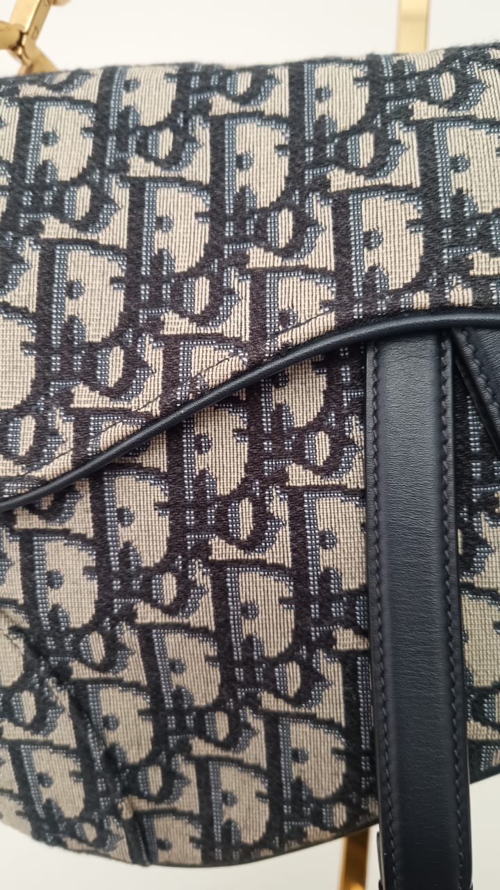 Bolsa Dior Saddle Jacquard Oblique Média