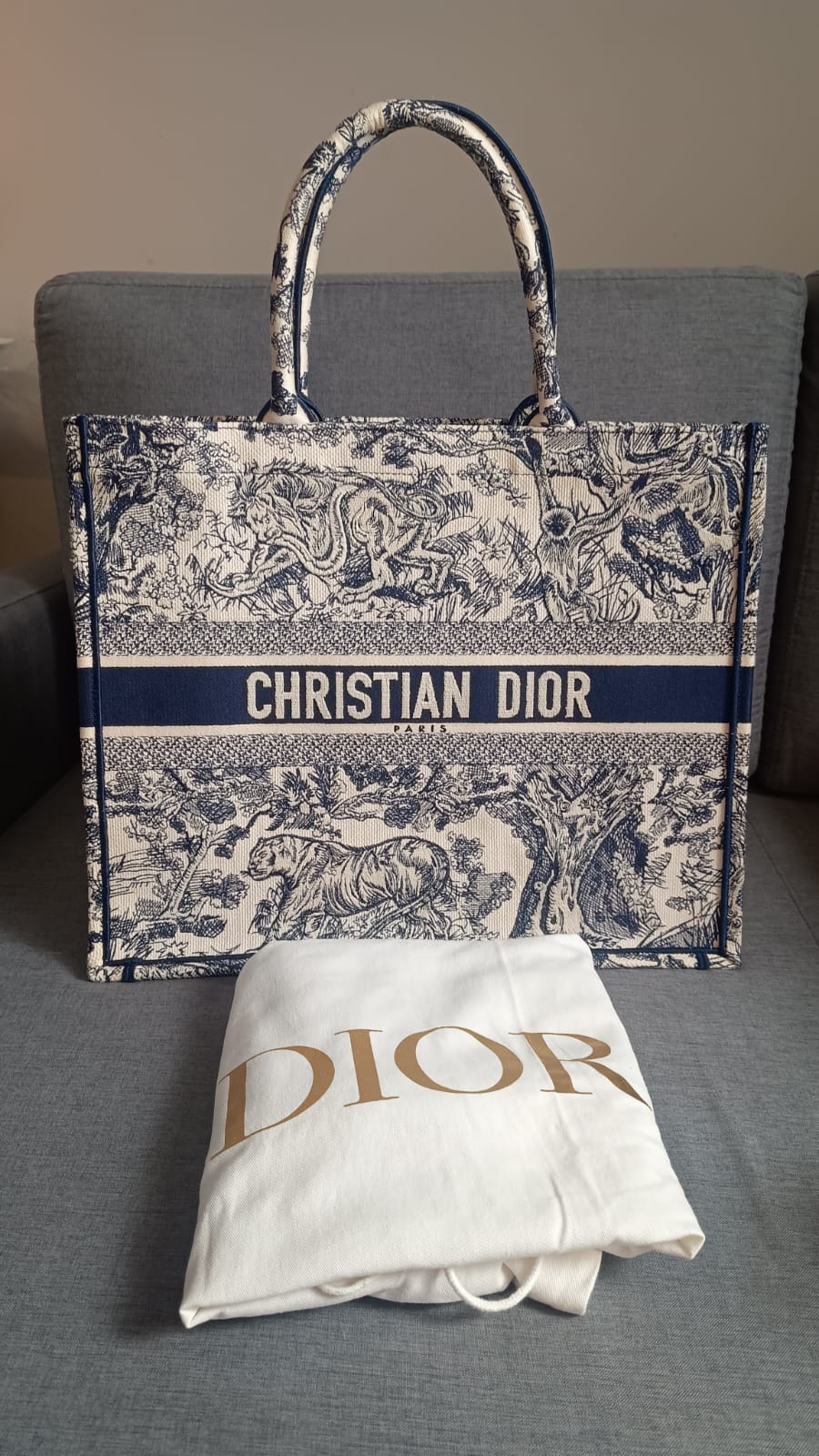 Bolsa Dior Book Tote Toile de Jouy Large