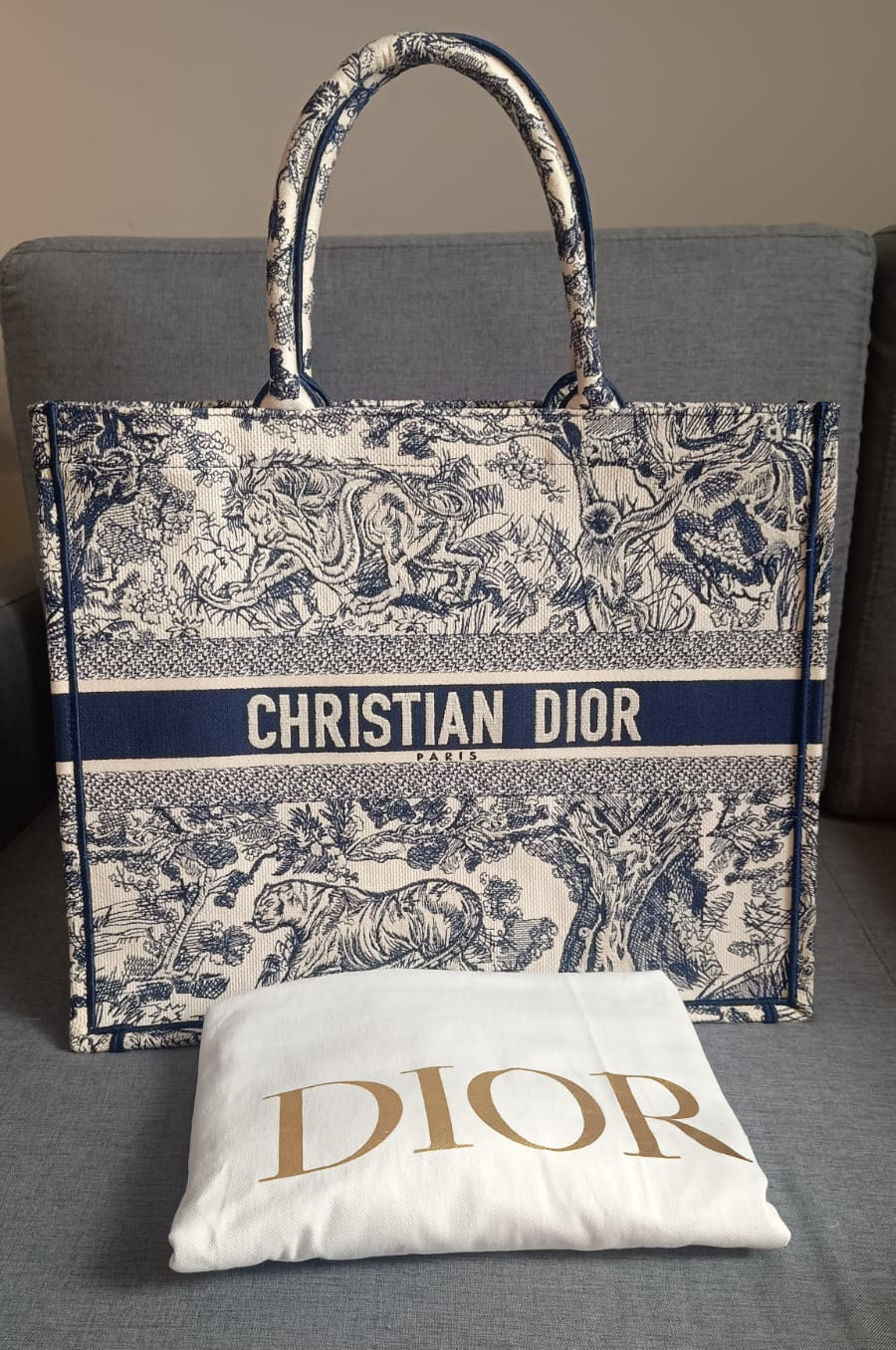Bolsa Dior Book Tote Toile de Jouy Large
