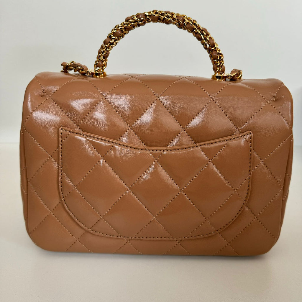 Bolsa Chanel Top Handle camelo