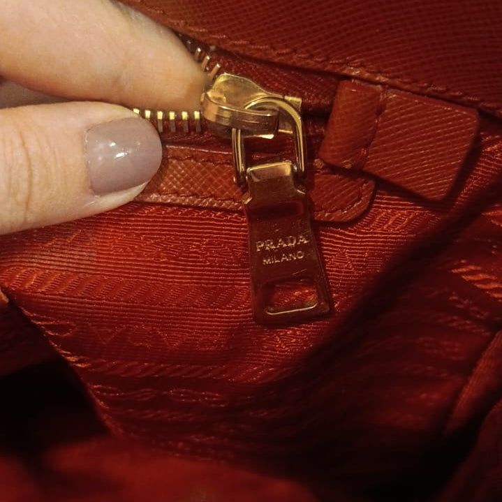 Bolsa Prada Galleria em couro saffiano vermelho, large