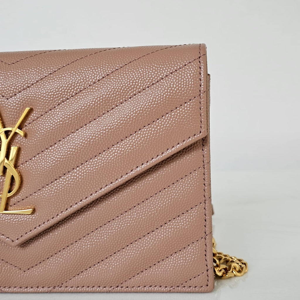 Bolsa YSL Envelope Bege 19cm