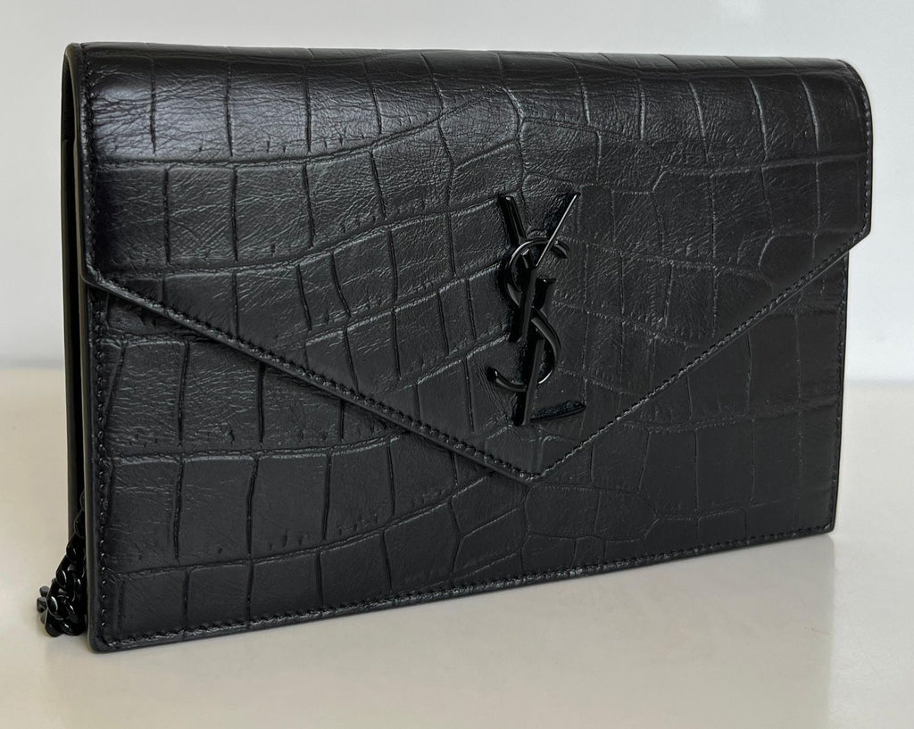 Bolsa YSL Envelope Croco All Black