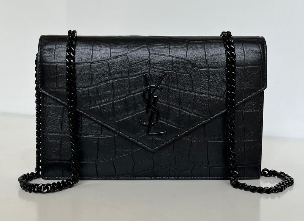 Bolsa YSL Envelope Croco All Black