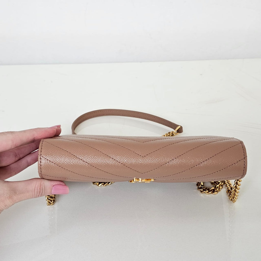 Bolsa YSL Envelope Bege 19cm